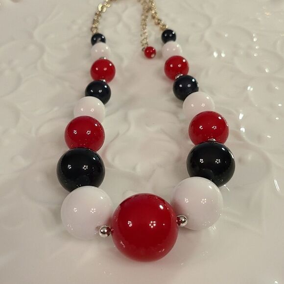 Red, White and Blue Beaded Necklace - Picture 7 of 8